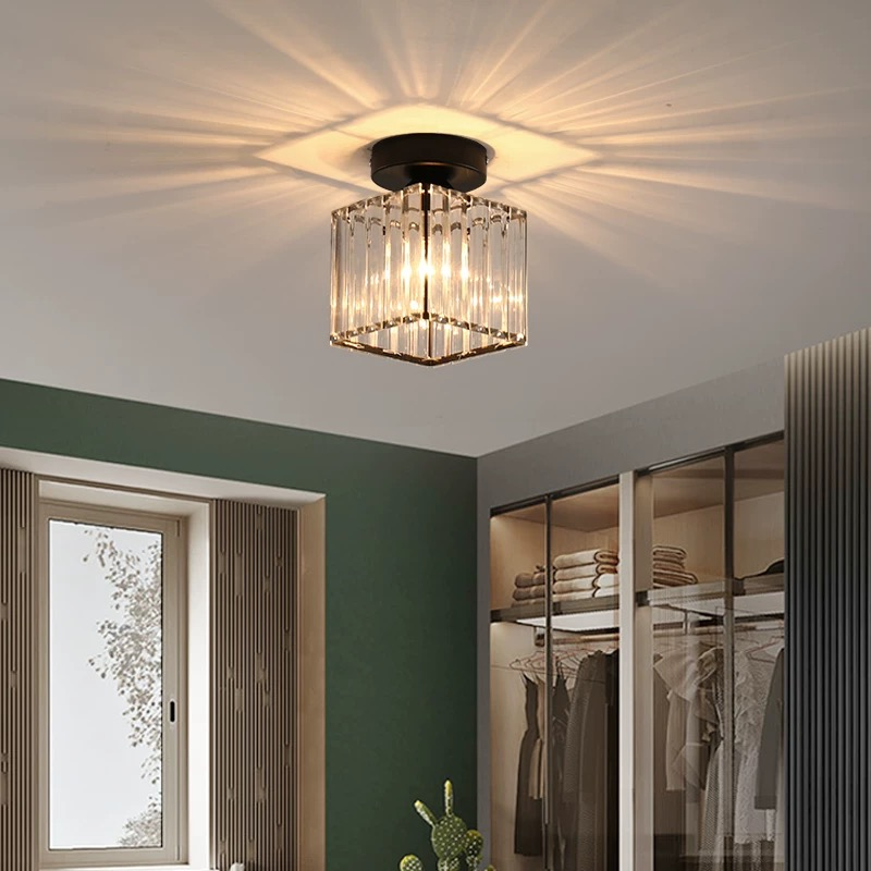 Lustra Georgiana LC111BK, 1xE27, Diametru 12 cm, Inaltime 17 cm, IP20, Negru, Cristal, Fier, Becuri Neincluse