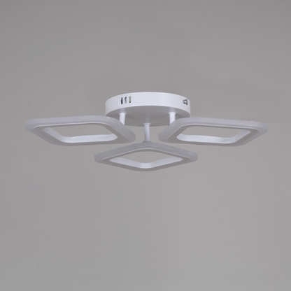 Lustra LED ERIKA 20W, 3 Patrate, Lumina Neutra 4000k, Alb, Metal si Acril