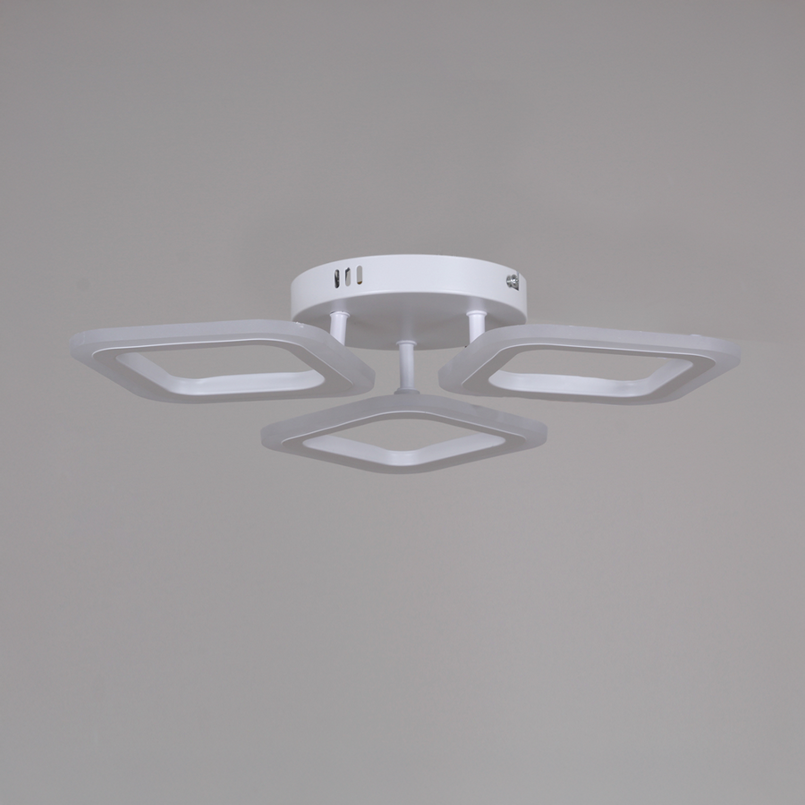 Lustra LED ERIKA 20W, 3 Patrate, Lumina Neutra 4000k, Alb, Metal si Acril