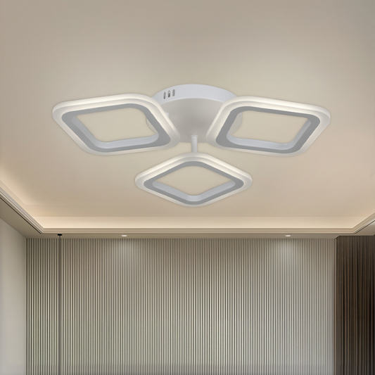 Lustra LED ERIKA 20W, 3 Patrate, Lumina Neutra 4000k, Alb, Metal si Acril
