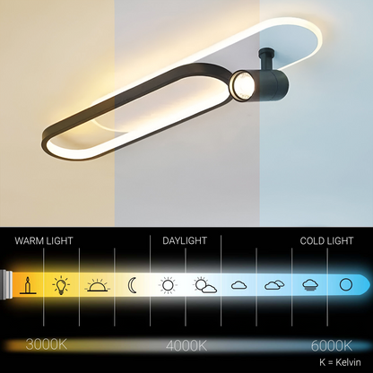 Lustra LED cu Proiector Reglabil FISSO Camilla, 48W, lumina Rece/Calda/Neutra 3000K/4000K/6000K, Auriu Lucios, Metal si Acril