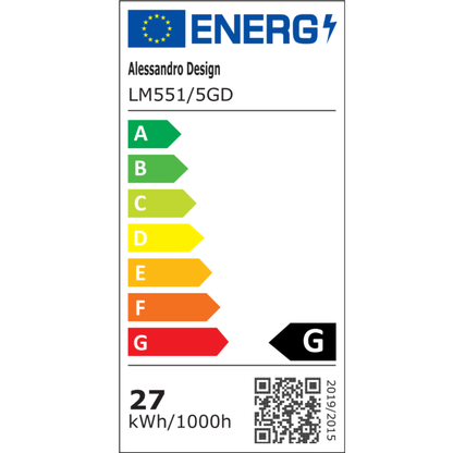 Lustra LED Suspendata LM551/5GD, 27W, Lumina 3000/4000/6000K, Auriu, Inaltime Reglabila