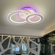 Lustra LED cu telecomanda si cristal NOVA ROTONDA RGB 42W, 2 Cercuri, lumina Rece/Calda/Neutra, Dimabila, Alb