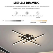 Lustra LED cu Telecomanda LINEX, 52W, 4 Elemente, Liniara, lumina Rece/Calda/Neutra, Dimabila, Negru