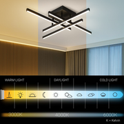 Lustra LED cu Telecomanda LINEX, 52W, 4 Elemente, Liniara, lumina Rece/Calda/Neutra, Dimabila, Negru