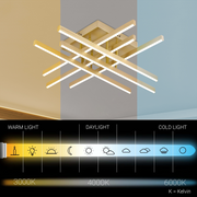 Lustra LED cu Telecomanda LINEX, 108W, Lumina 3000K/4000K/6000K, Dimabila, Auriu