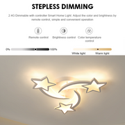 Lustra LED cu telecomanda IPOMOEA 51W, 3 Stele, lumina Rece/Calda/Neutra, Dimabila, Alb