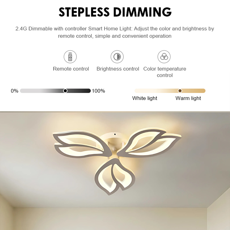 Lustra LED cu telecomanda LILY 40W, 3 Elemente, lumina Rece/Calda/Neutra, Dimabila, Alb