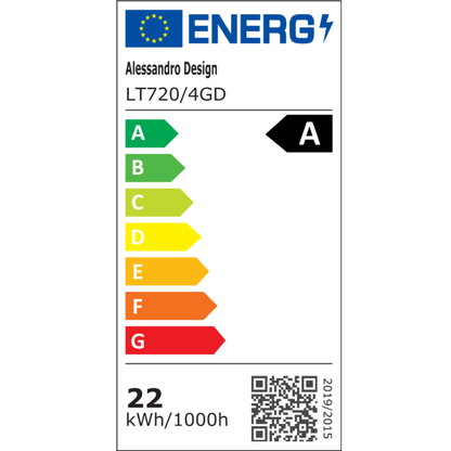 Lustra LED cu Telecomanda MARIA, 4 Elemente, 22W, Lumina Calda/Rece/Neutra, Dimabila, Auriu