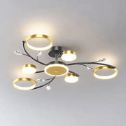 Lustra LED cu Telecomnda KARINA, 31W, 6 Elemente, Lumina Calda/Rece/Neutra, Dimabila, Auriu