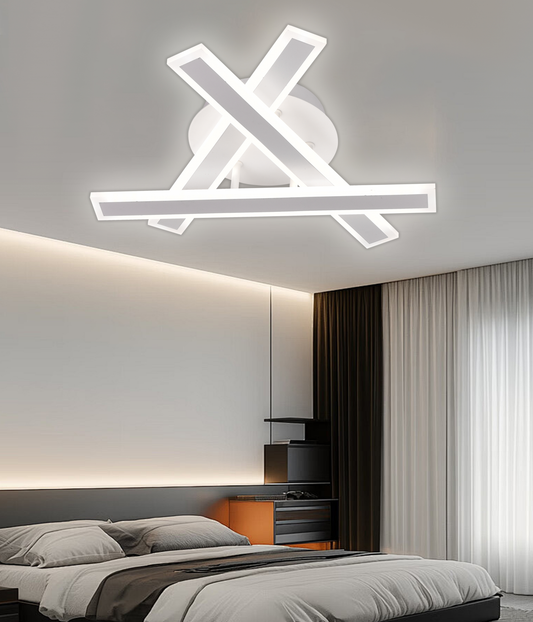 Lustra LED cu Telecomanda LT755, 62W, 40x5.5x10, Lumina Rece/Calda/Neutra, Dimabila, Alb, Metal, Plexiglas