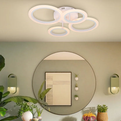 Lustra LED cu telecomanda  BETTY 43W, 4 Cercuri, lumina Rece/Calda/Neutra, Dimabila, Alb