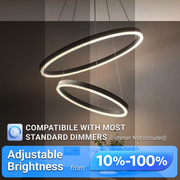 Lustra LED suspendata cu Telecomanda CASIANA 40W, 2 Cercuri, Lumina Rece/Calda/Neutra 3000K/4000K/6000K, Dimabila, Negru, Inaltime Reglabila, Metal si Acril
