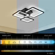 Lustra LED cu telecomanda ZOE 46W, 3 Patrate, lumina Rece/Calda/Neutra, Dimabila, Negru