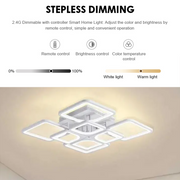 Lustra LED cu telecomanda ZOE 138W, 8 Patrate, lumina Rece/Calda/Neutra, Dimabila, Alb