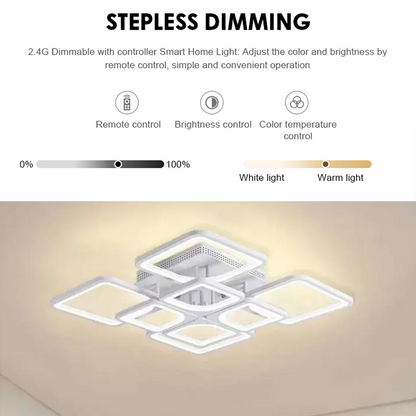 Lustra LED cu telecomanda ZOE 138W, 8 Patrate, lumina Rece/Calda/Neutra, Dimabila, Alb