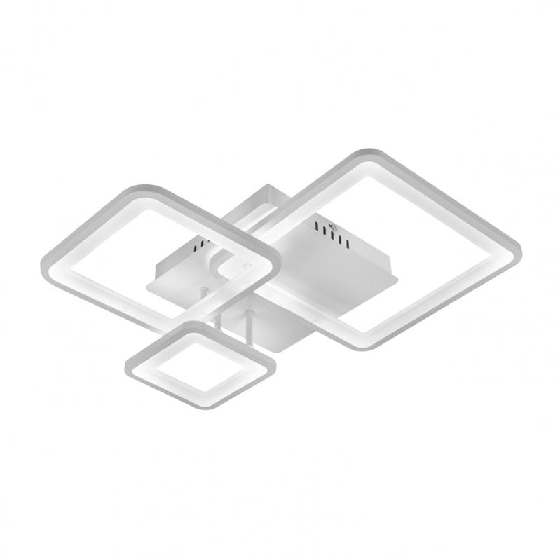 Lustra LED cu telecomanda ZOE, 60W, 3 Patrate, lumina Rece/Calda/Neutra, Dimabila, Alb