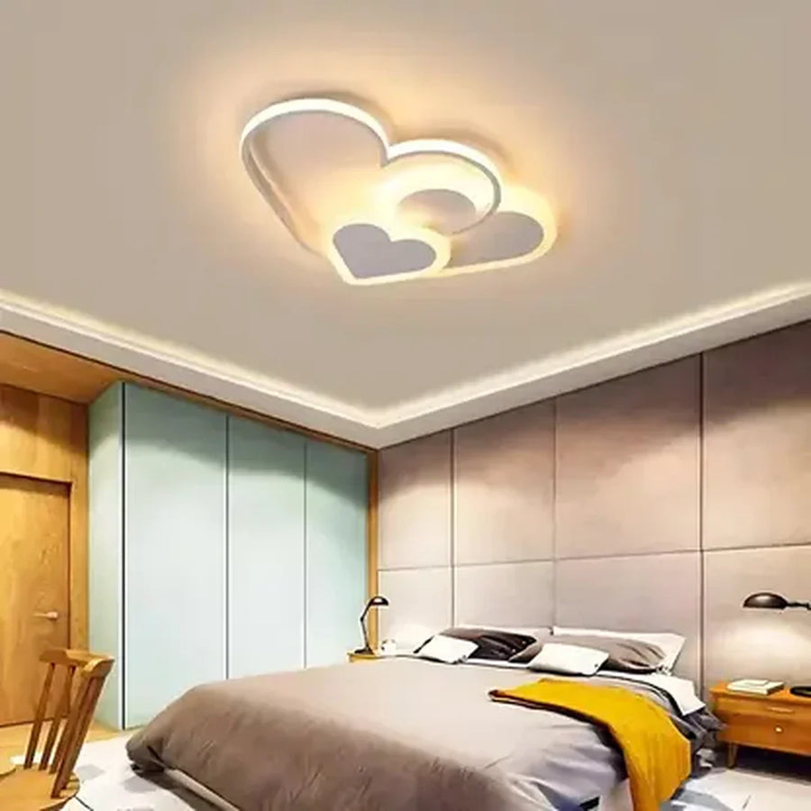 Lustra LED cu telecomanda AMI 48W, 3 Inimi, lumina Rece/Calda/Neutra, Dimabila, Alb