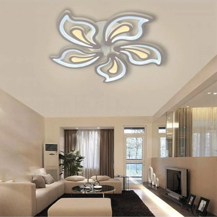 Lustra LED cu telecomanda GLORIOSA 95W, 5 Petale, lumina Rece/Calda/Neutra, Dimabila, Alb
