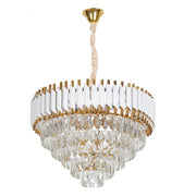 Candelabru Cristal VERSAILLES Magno 8x E14, Diametru 60cm, Auriu Lucios si Alb, Inaltime Reglabila