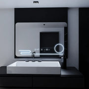 Oglinda LED Rectangulara, 100x60cm, Harmonie MotionGlow Marcello, Sistem Dezaburire, Ceas & Termometru, Lupa Cosmetica, Dimabila