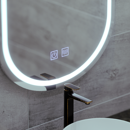 Oglinda LED Ovala 50X80cm, Velara Touch, Sistem Dezaburire, Dimabila, Lumina Rece 6000K
