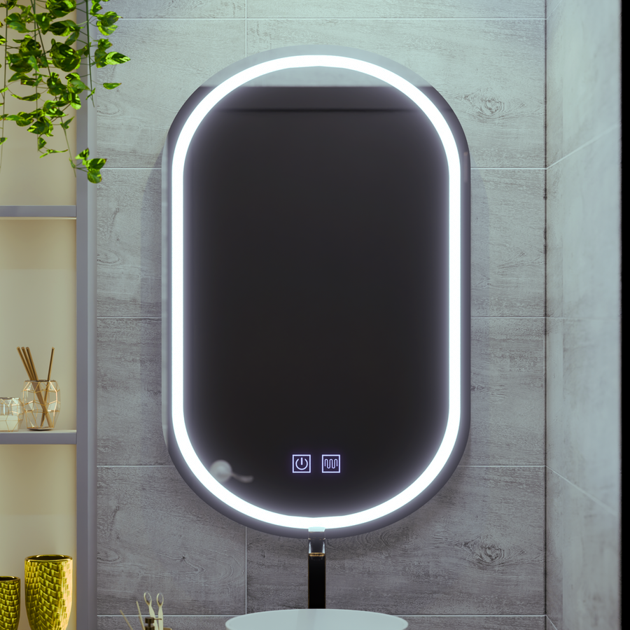 Oglinda LED Ovala 50X80cm, Velara Touch, Sistem Dezaburire, Dimabila, Lumina Rece 6000K