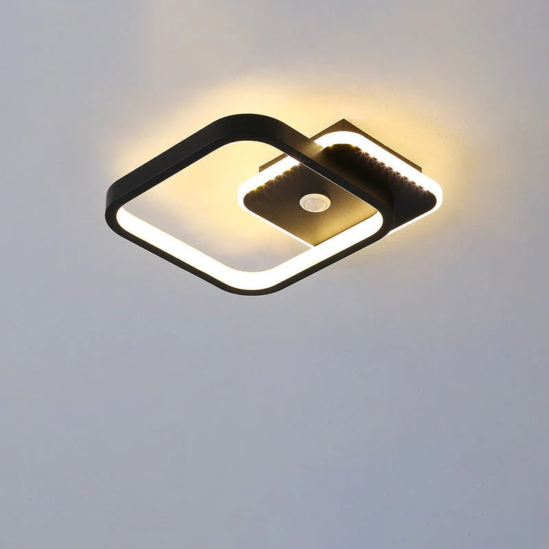Lustra LED cu Senzor Miscare PS510BK, 16W, lumina Rece/Calda/Neutra 3000K/4000K/6000K, Metal si Acril