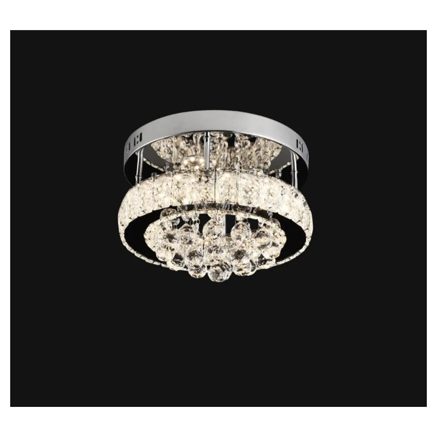 Lustra LED cu cristal ABEL 24W, Diametru 47cm, lumina Rece/Calda/Neutra , Crom Lucios