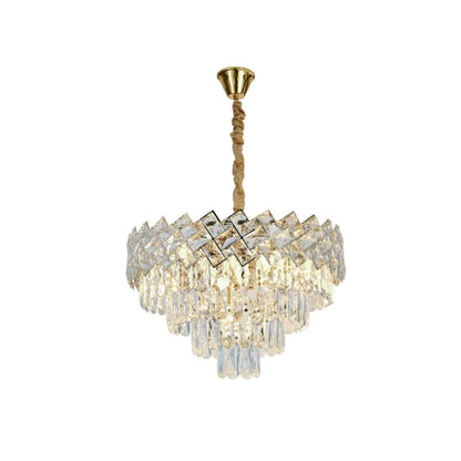 Candelabru Cristal WINDSOR Nobile 5xE14, Diametru 39cm, Auriu Lucios, Inaltime Reglabila