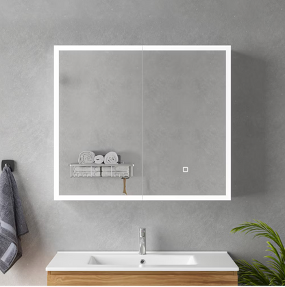 Oglinda LED cu Dulap MODA 80x70 cm Alb Iluminare Perimetrala si Senzor Touch