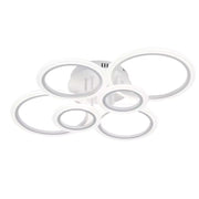 Lustra LED cu telecomanda BETTY 82W, 6 Cercuri, lumina Rece/Calda/Neutra, Dimabila, Alb