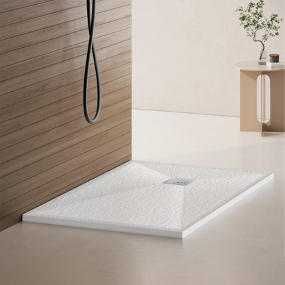 Cadita de dus dreptunghiulara 80x100 cm, slim 3 cm, alb lucios