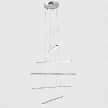 Lustra LED suspendata cu telecomanda si cristal LIBORIA 64W, lumina Rece/Calda/Neutra, Dimabila, Crom Lucios