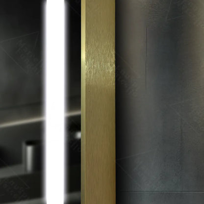 Oglinda LED Rectangulara, 60x80cm, Verite Royale Gold MotionGlow Marcello, Sistem Dezaburire, Ceas & Termometru, Dimabila