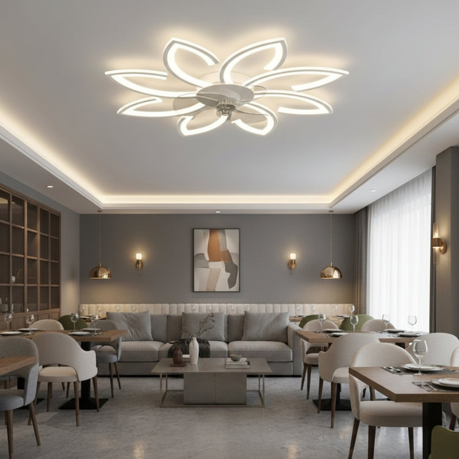 Lustra LED Ventilator ANEMO cu Telecomanda, 47W, D87cm, Lumina Rece/Neutra/Calda, Metal si Plastic, Alb