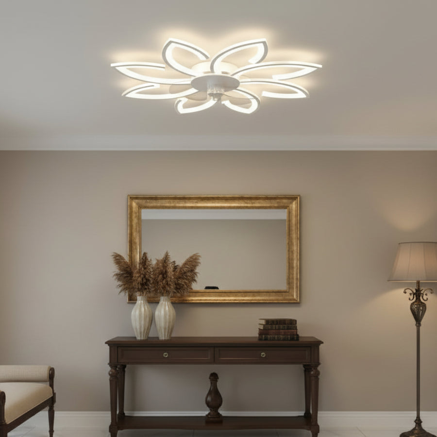 Lustra LED Ventilator ANEMO cu Telecomanda, 47W, D87cm, Lumina Rece/Neutra/Calda, Metal si Plastic, Alb