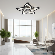 Lustra LED Ventilator DAFIA cu Telecomanda, 49W, D85cm, Lumina Rece/Neutra/Calda, Metal si Plastic, Negru