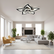 Lustra LED Ventilator DAFIA cu Telecomanda, 49W, D85cm, Lumina Rece/Neutra/Calda, Metal si Plastic, Negru