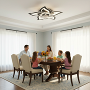 Lustra LED Ventilator DAFIA cu Telecomanda, 49W, D85cm, Lumina Rece/Neutra/Calda, Metal si Plastic, Negru