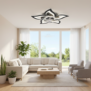 Lustra LED Ventilator DAFIA cu Telecomanda, 49W, D85cm, Lumina Rece/Neutra/Calda, Metal si Plastic, Negru
