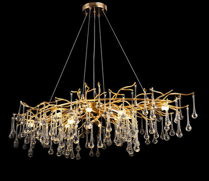 Candelabru Cristal, 10x G9, Auriu, 97cm