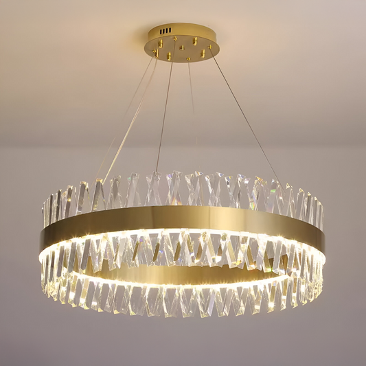 Candelabru LED CASERTA cu Telecomandă, 54W, Dimabil, Diametru 50cm, Auriu