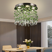 Candelabru LED Cristal LLC211/400GN Rotund, 22W, Lumina Rece/Calda/Neutra, Cristale Verzi, Crom Lucios