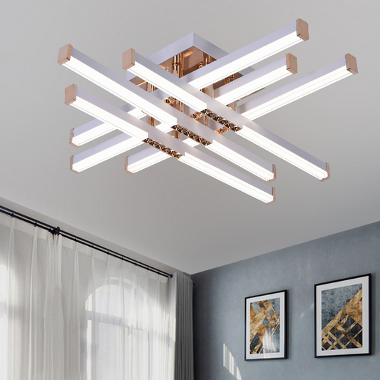 Lustra LED cu Telecomanda LT178/6WH, 84W, 6 Elemente, Lumina Rece/Clada/Neutra, Dimabila, Alb