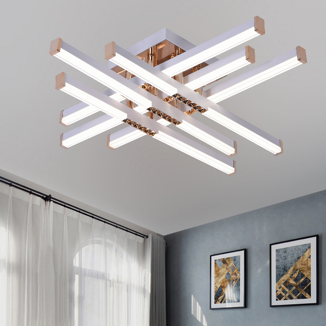Lustra LED cu Telecomanda LT178/6WH, 84W, 6 Elemente, Lumina Rece/Clada/Neutra, Dimabila, Alb