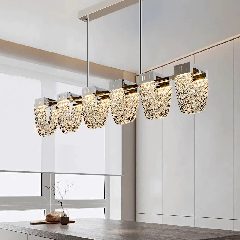Lustra LED Suspendata, CC370/1200CH, Cristal si Metal, 30W, Telecomanda, Lumina Rece/Calda/Neutra 3000K/4000K/6000K, Iluminat Luxos