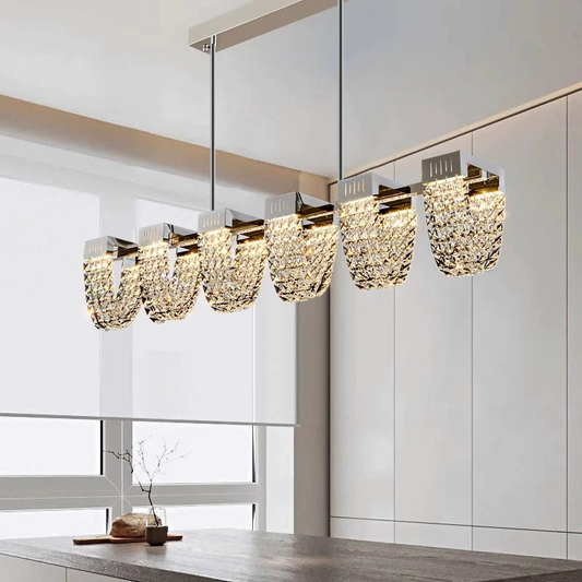Lustra LED Suspendata, STRATUS Supremo, Cristal si Metal, 15W, Lumina Rece/Calda/Neutra 3000K/4000K/6000K, Iluminat Luxos