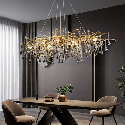 Candelabru Cristal, 10x G9, Auriu, 97cm