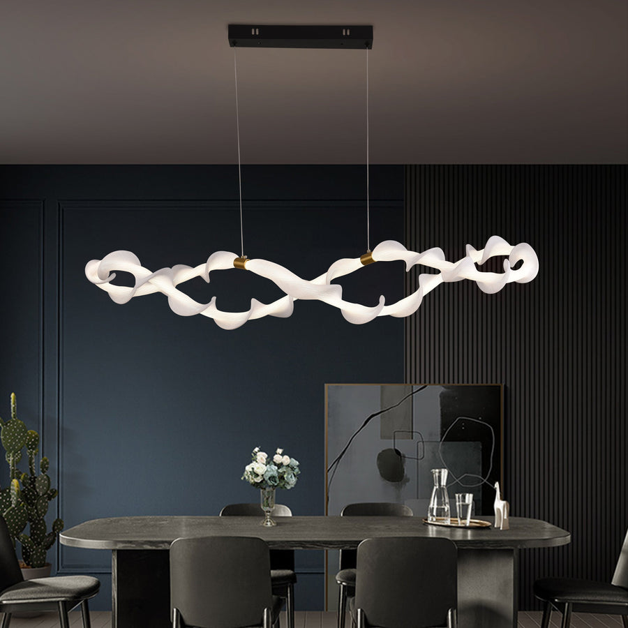Lustra LED Suspendata Acril LT762/2GD, 36W, Lumina Calda/Neutra/Rece 3000/4000/6000K, Alb Auriu, Inaltime Reglabila